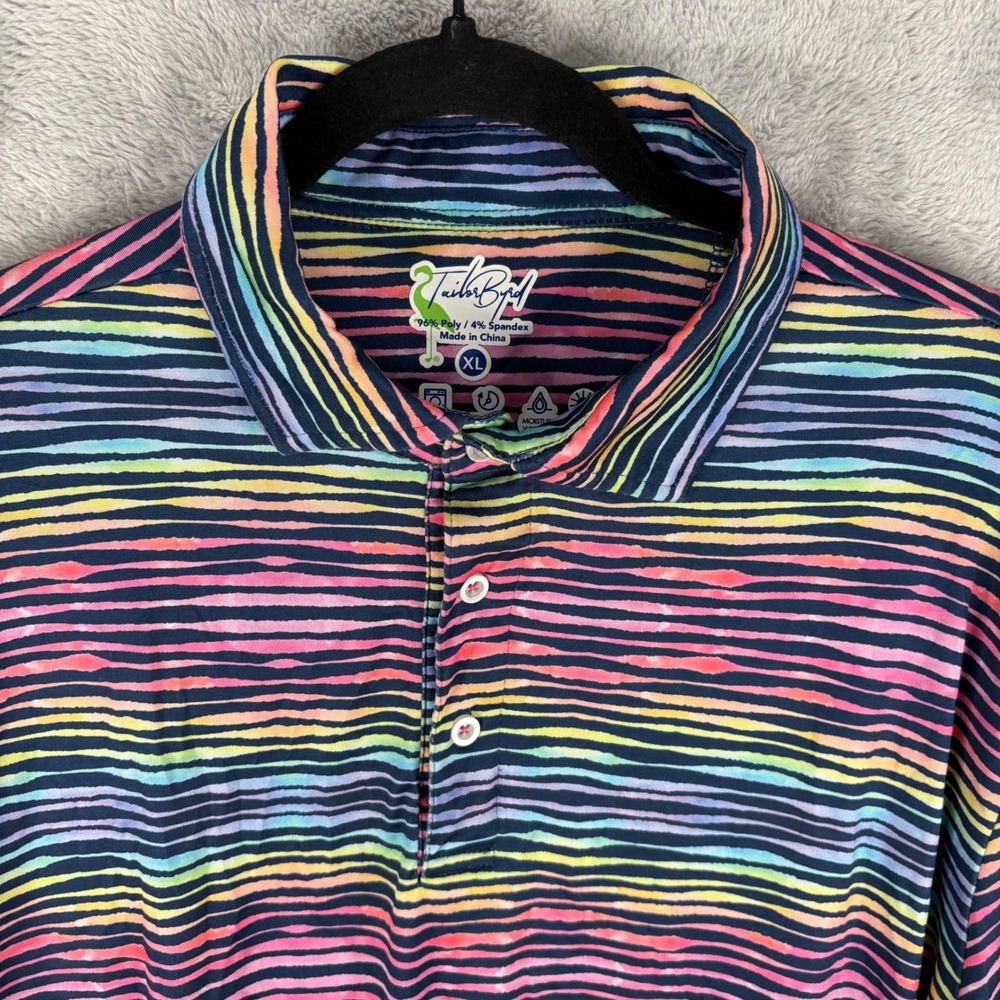 Tailor Byrd Men SPF 30 Performance Golf Polo Colorful Geometric Design Size XL - Picture 2 of 10